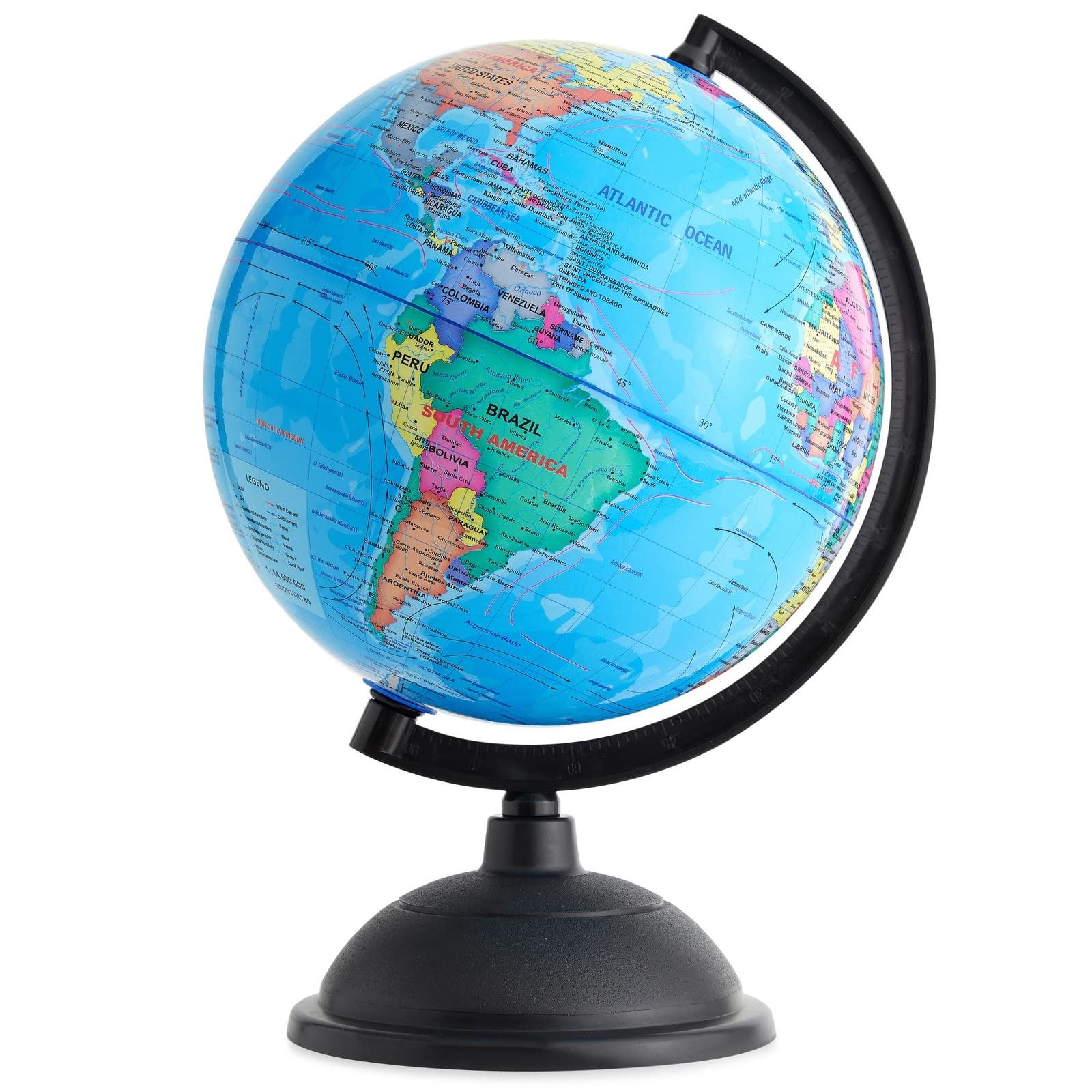 Juvale 8-Inch Rotating World Globe for Kids Learning - Classroom Geography Education Multicolor Map