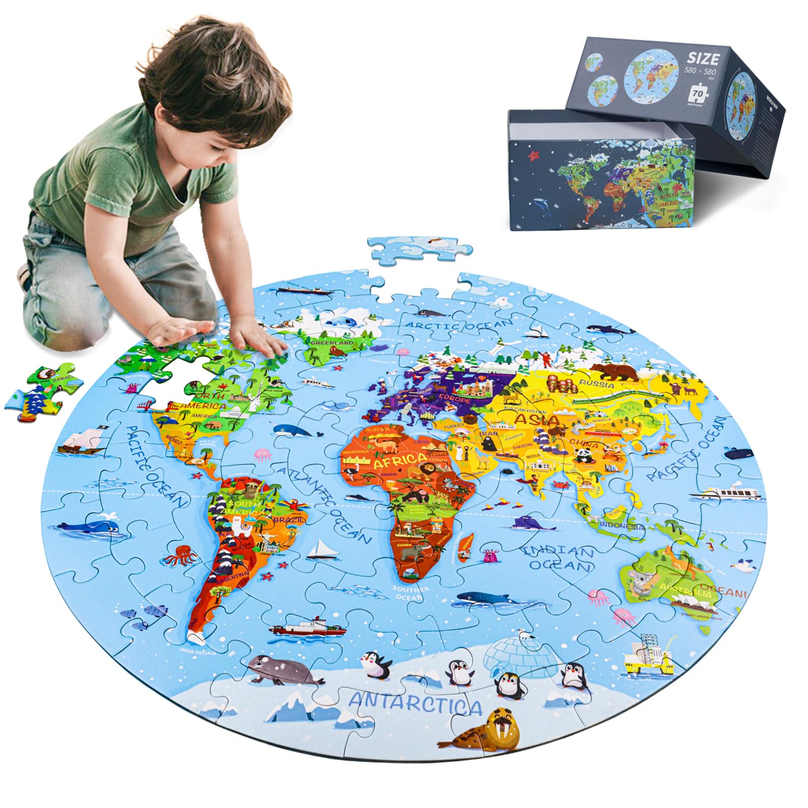 World Map Jigsaw Puzzle for Kids 4-8 Ages Toddler Puzzle Educational Toys for Kids Birthday  
World Map Jigsaw Puzzle fo